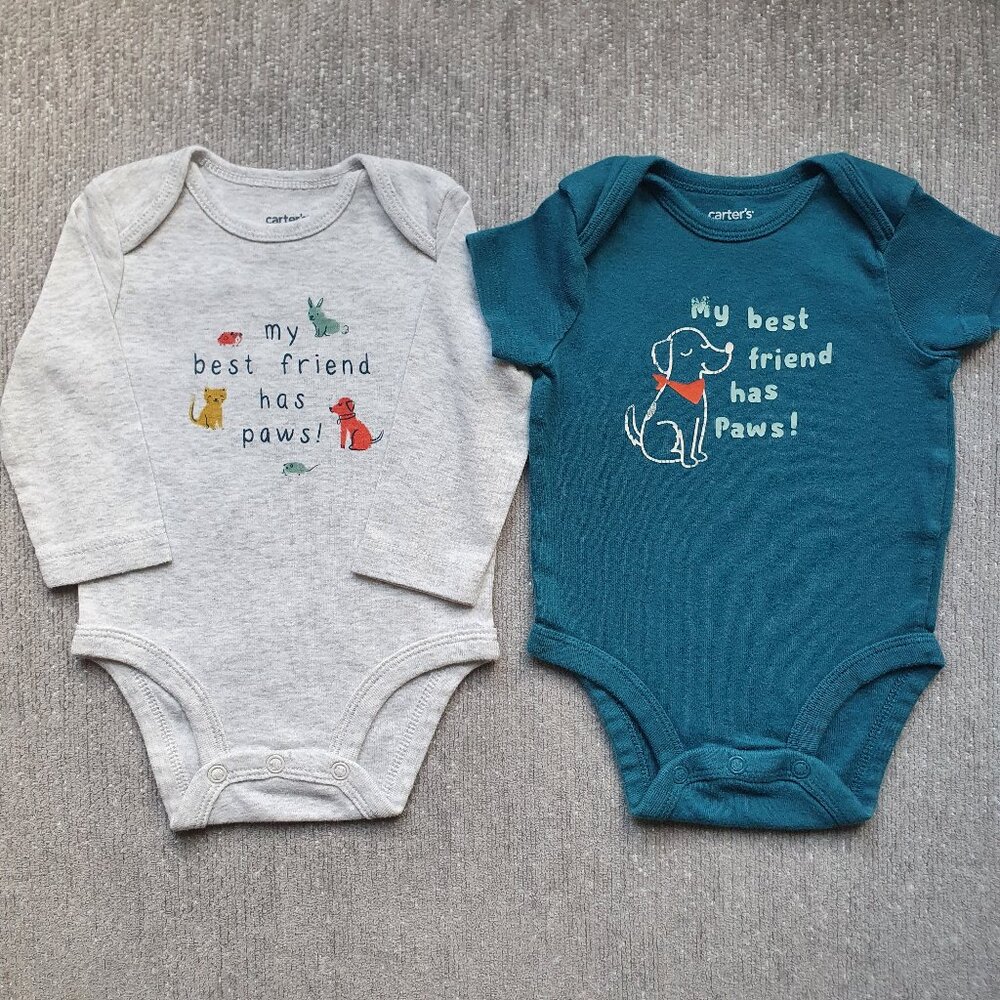 "My best friend has paws!" Carter's Bodysuits Baby Size 3 Months